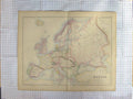 Original Old Antique Print Swanston Map C1870 Europe France Spain Britain 19th
