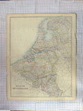 Original Old Antique Print Johnston Map C1870 Belgium Netherlands Limbourg 19th