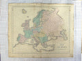 Original Old Antique Print Map C1870 Europe Gall Inglis France Britain Victorian