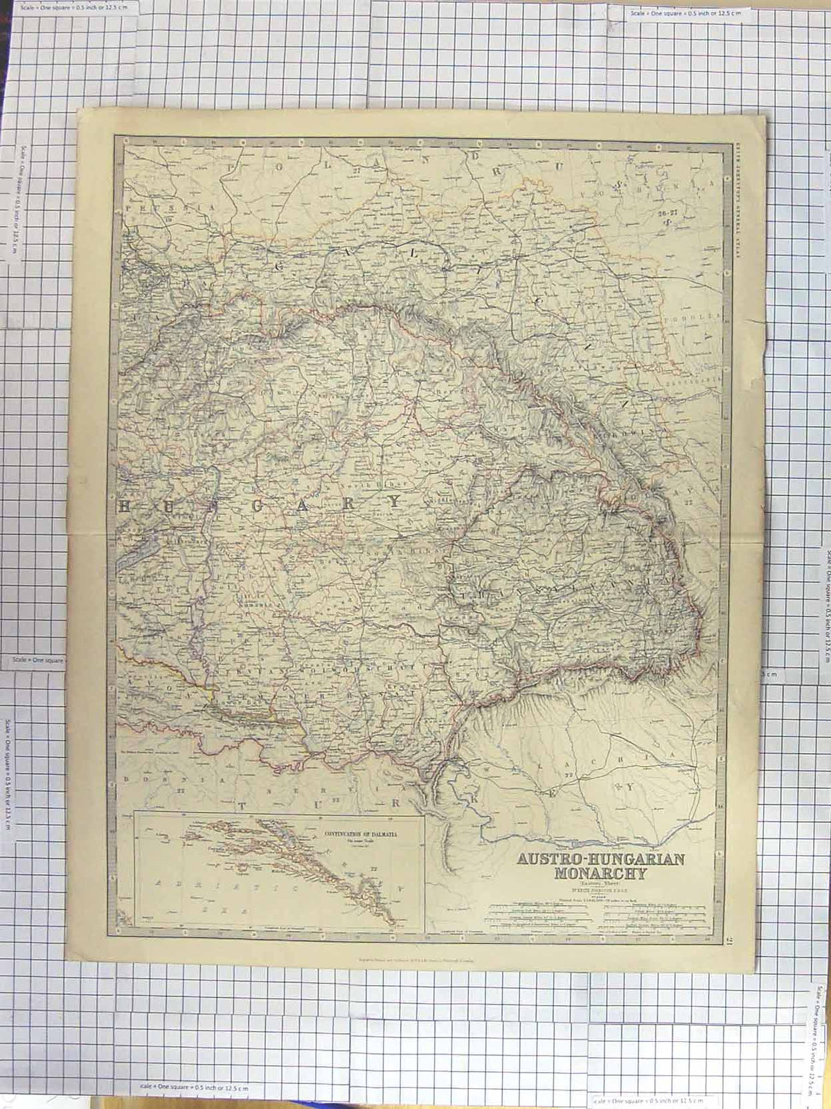 Original Old Antique Print Johnston Map C1870 Austro-Hungarian Monarchy 19th