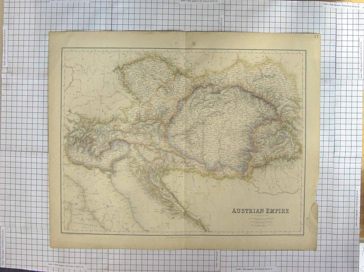 Original Old Antique Print Swanston Map C1870 Austrian Empire Hungary Victorian