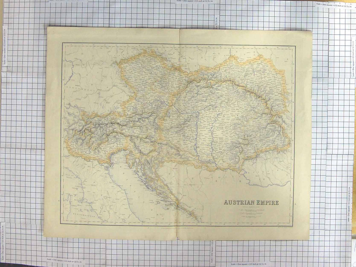 Original Old Antique Print *598 Swanston Map C1870 Austrian Empire Hungary