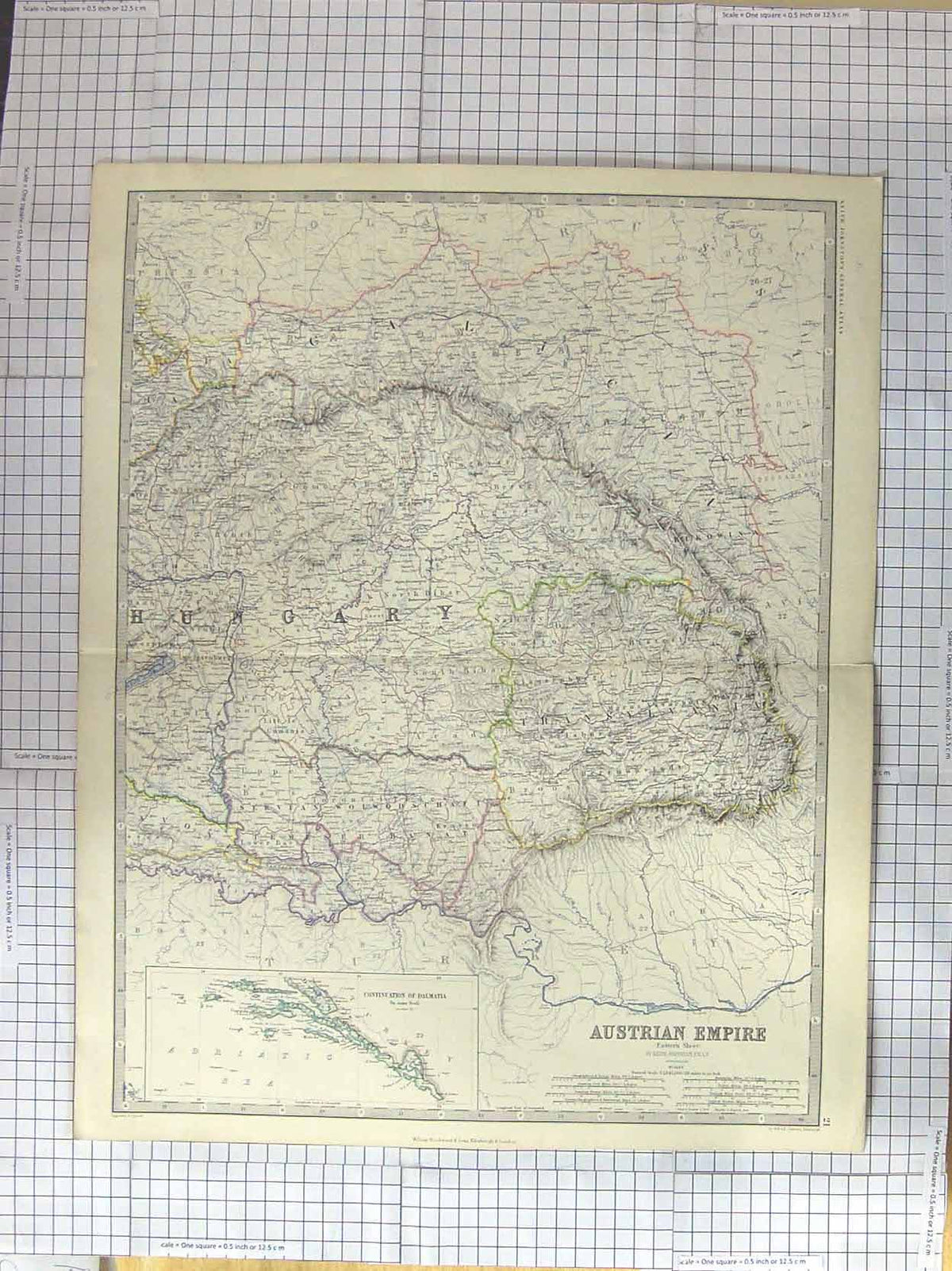 Original Old Antique Print *597 Johnston Map C1870 Austrian Empire Hungary