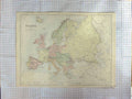 Original Old Antique Print Bartholomew Map C1870 Europe Britain France Victorian
