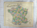 Original Old Antique Print Gall Inglis Map 1850 Departments France Corsica 19th