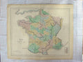 Original Old Antique Print Loltman Map C1870 Provinces France Bay Biscay 19th