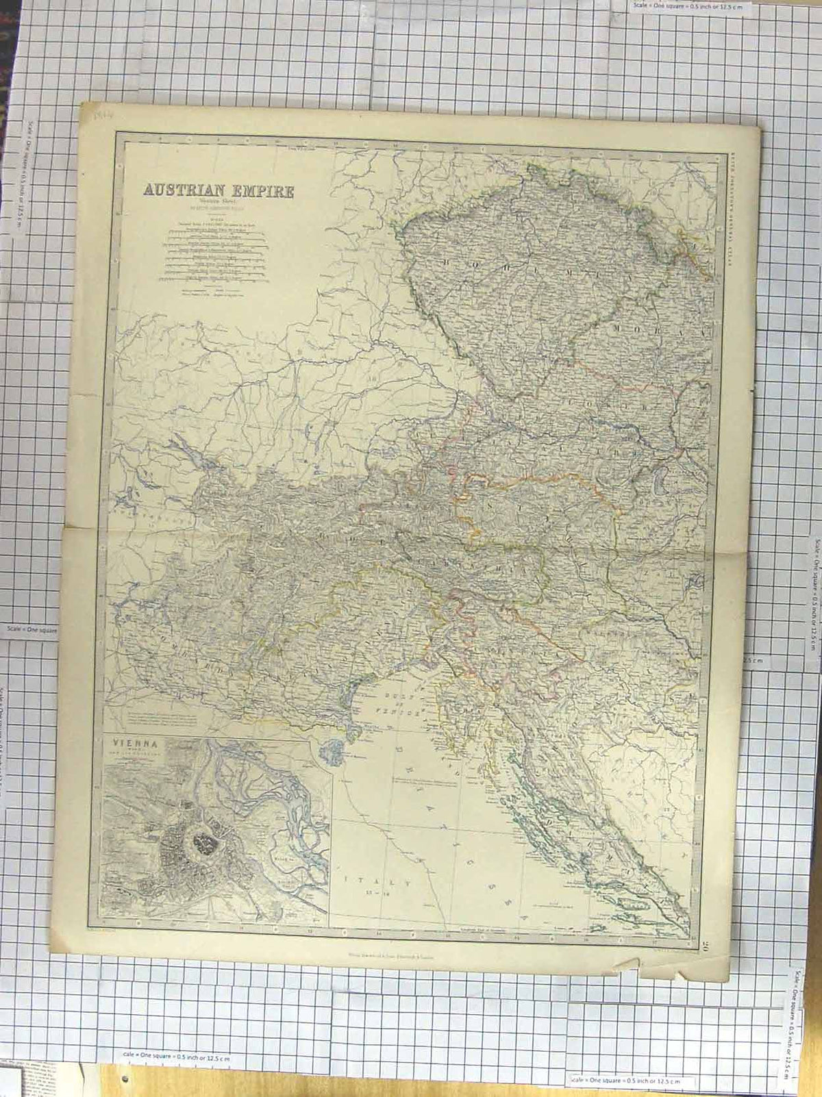 Old Antique Print Ref.592 Johnston Map C1870 Austrian Empire Vienna Plan
