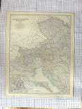 Original Old Antique Print *595 Johnston Map C1870 Austro-Hungarian Monarchy