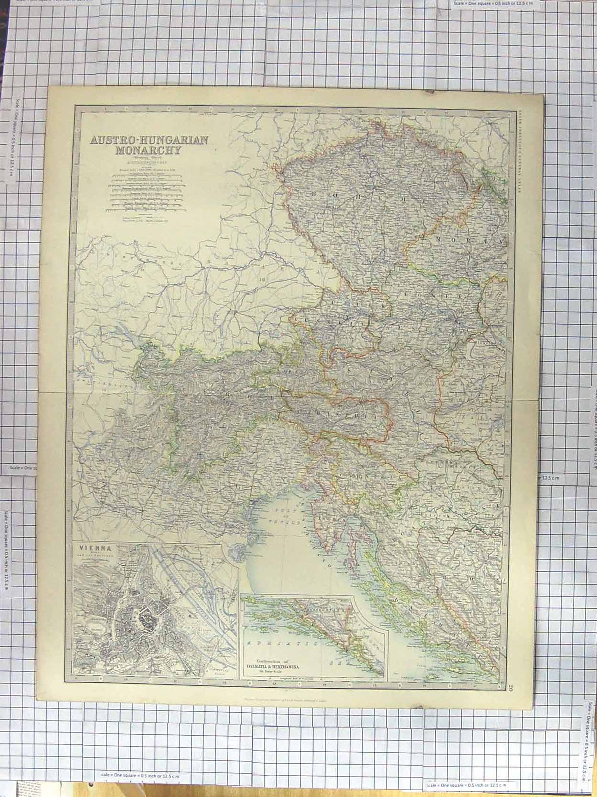 Original Old Antique Print *595 Johnston Map C1870 Austro-Hungarian Monarchy