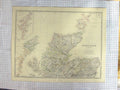 Original Old Antique Print Johnston Map C1870 Northern Scotland Orkney Victorian