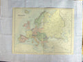 Original Old Antique Print Bartholomew Map C1870 Europe Italy France Spain 19th