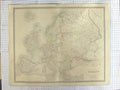 Original Old Antique Print Johnston Map C1870 Europe France Germany Italy 19th