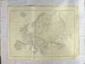 Original Old Antique Print Map C1870 Europe France Germany Italy France 19th