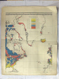 Original Old Antique Print Map C1870 America Greenland Britain Iceland Victorian