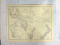 Original Old Antique Print Johnston Map C1870 Oceania Australia Tasmania 19th