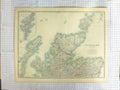 Original Old Antique Print Ref.600 Johnston Map C1870 Northern Scotland Orkney