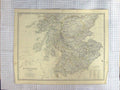 Original Old Antique Print Johnston Map C1870 Scotland Edinburgh Forth Victorian