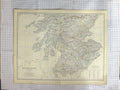 Original Old Antique Print Johnston Map C1870 Southern Scotland Clyde Victorian