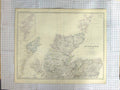 Original Old Antique Print Johnston Map C1870 Northern Scotland Minch Victorian