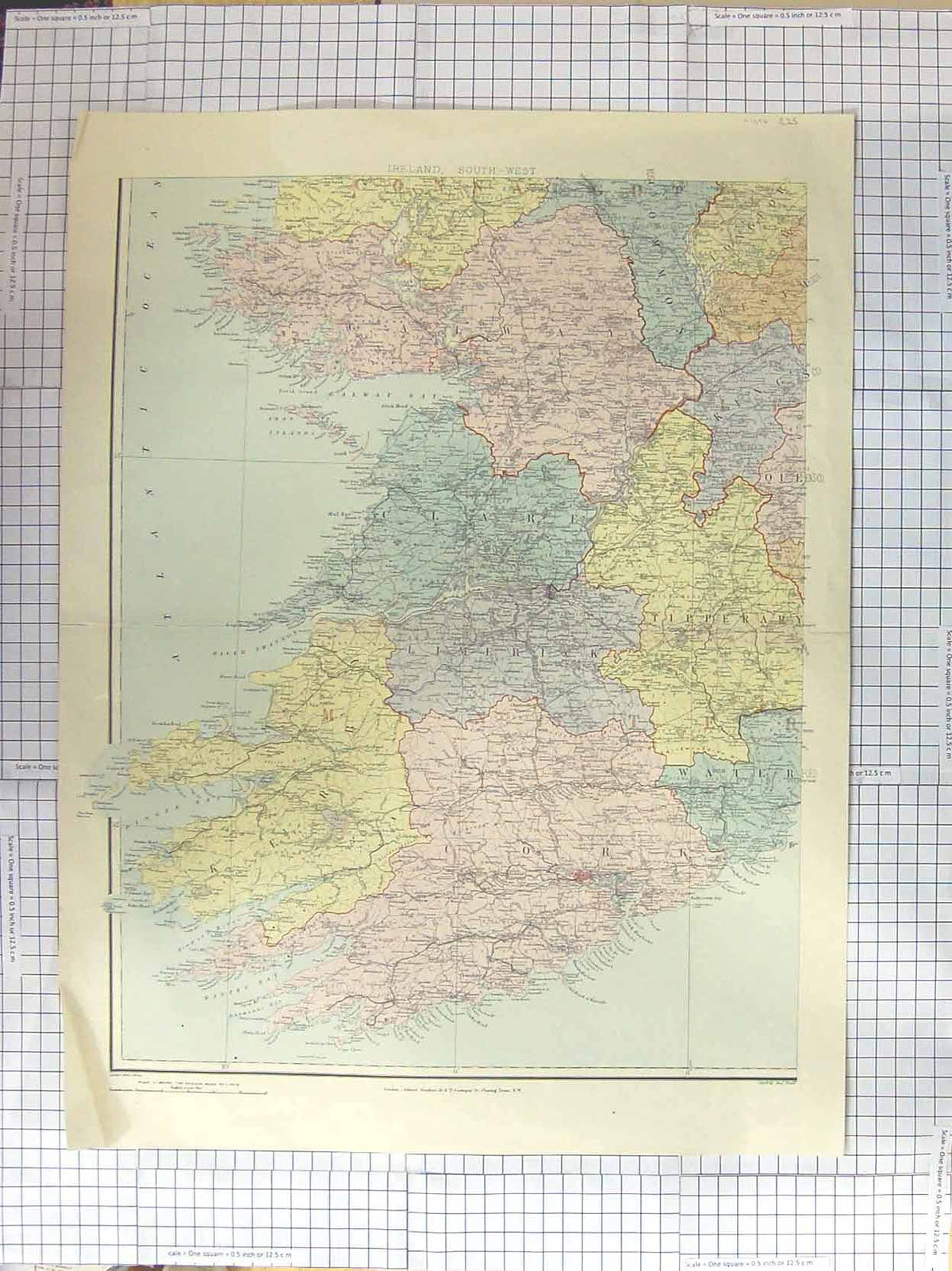 Original Old Antique Print Stanford Map C1870 Ireland Limerick Kerry Cork 19th