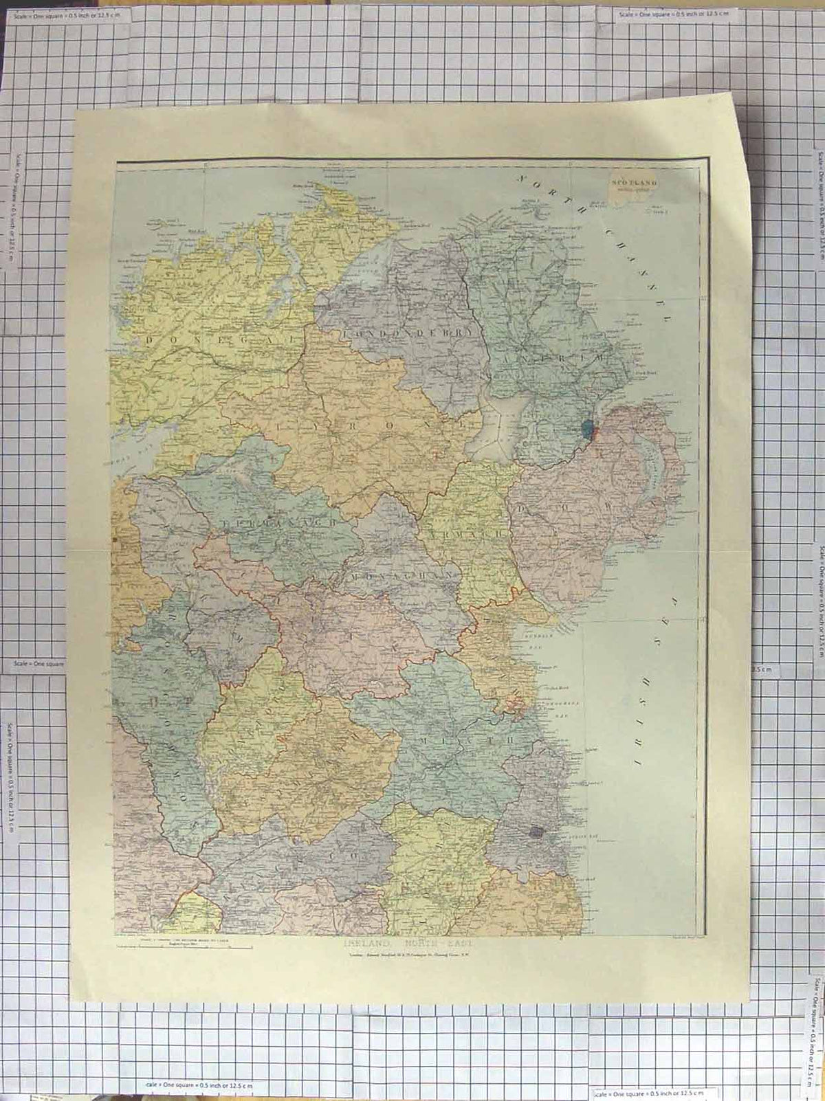 Original Old Antique Print Stanford Map C1870 Ireland Dublin Londonderry 19th