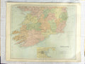 Original Old Antique Print Bartholomew Map C1870 Ireland Dublin Bay Victorian