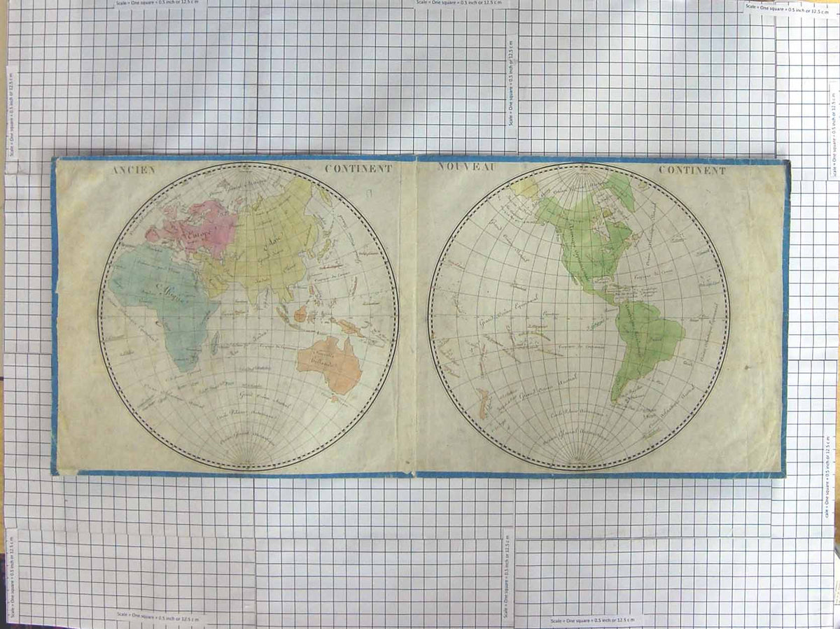 Original Old Antique Print Map C1870 Map World Atlas Europe Asia Africa 19th