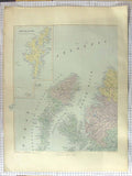 Original Old Antique Print Stanford Map C1870 North West Scotland Uist Victorian