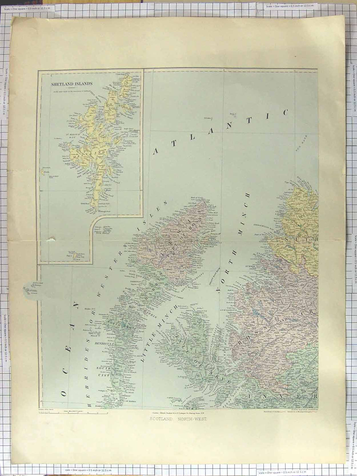Original Old Antique Print Stanford Map C1870 North West Scotland Uist Victorian