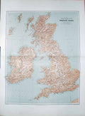 Original Old Antique Print Stanford Stereographical Map British Isles 1904 20th