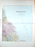 Original Old Antique Print Stanford Map 1904 North East England Hull Scarborough