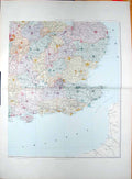 Old Antique Print Stanford Map 1904 South East England Dover Beachy Head 20th