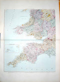 Original Old Antique Print Stanford Map 1904 South West England Scilly Lands End