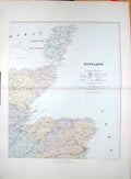 Old Antique Print Stanford Map 1904 North East Scotland Orkney Caithness 20th