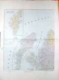 Original Old Antique Print Stanford Map 1904 North West Scotland Shetland Harris