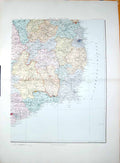 Original Old Antique Print Stanford Map 1904 South East Ireland Kilkenny Wexford