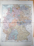 Original Old Antique Print Stanford Map 1904 German Empire Hannover Wurtemberg