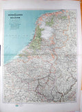 Original Old Antique Print Stanford Map 1904 Netherlands Belgium Amsterdam Koln