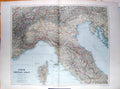 Original Old Antique Print Stanford Map 1904 North Italy Corsica Rome Genova