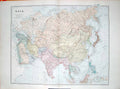 Original Old Antique Print Stanford Map 1904 Asia India Siam Philippine Turkey