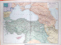 Original Old Antique Print Stanford Map 1904 Asia Minor Black Sea Cyprus Persia