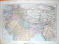 Original Old Antique Print Stanford Map 1904 North India Rajpoo Bombay Burma
