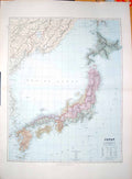 Original Old Antique Print Stanford Map 1904 Japan Okhotsk Tokio Bugo Channel