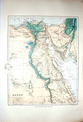 Original Old Antique Print Stanford Map 1904 Egypt Cairo Gulf Suez Red Sea Said