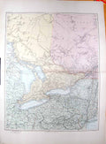 Original Old Antique Print Stanford Map 1904 Canada Ontario Lake Huron Erie 20th