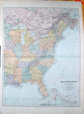 Original Old Antique Print Stanford Map 1904 North America Florida Nova Scotia