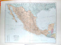 Original Old Antique Print Stanford Map 1904 Mexico America California Salvador