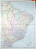 Original Old Antique Print Stanford Map 1904 Brazil South America Capricorn 20th