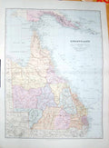 Original Old Antique Print Stanford Map 1904 Queensland Australia Brisbane 20th