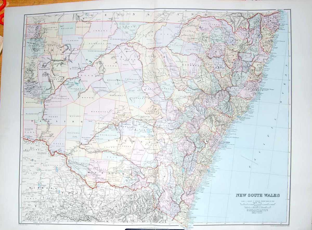 Original Old Antique Print Stanford Map 1904 New South Wales Australia Cape Howe